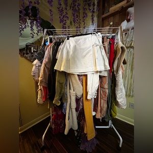 Free People White Linen Wrap Mini Skirt